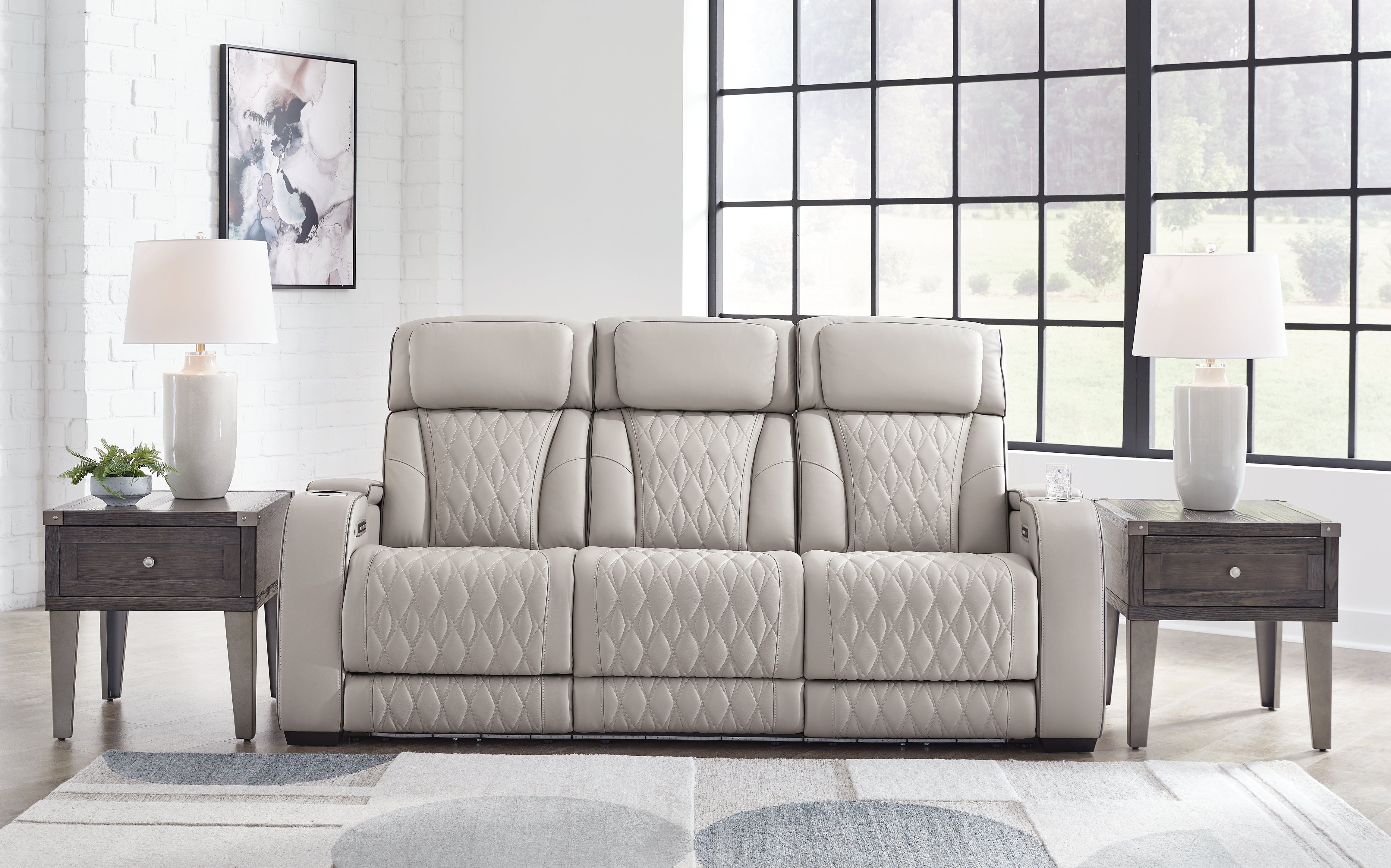 Homestyle Furniture - Ashley Furniture - Boyington Power Reclining Sofa - PWR REC Sofa with ADJ Headrest / Gray - U2710515