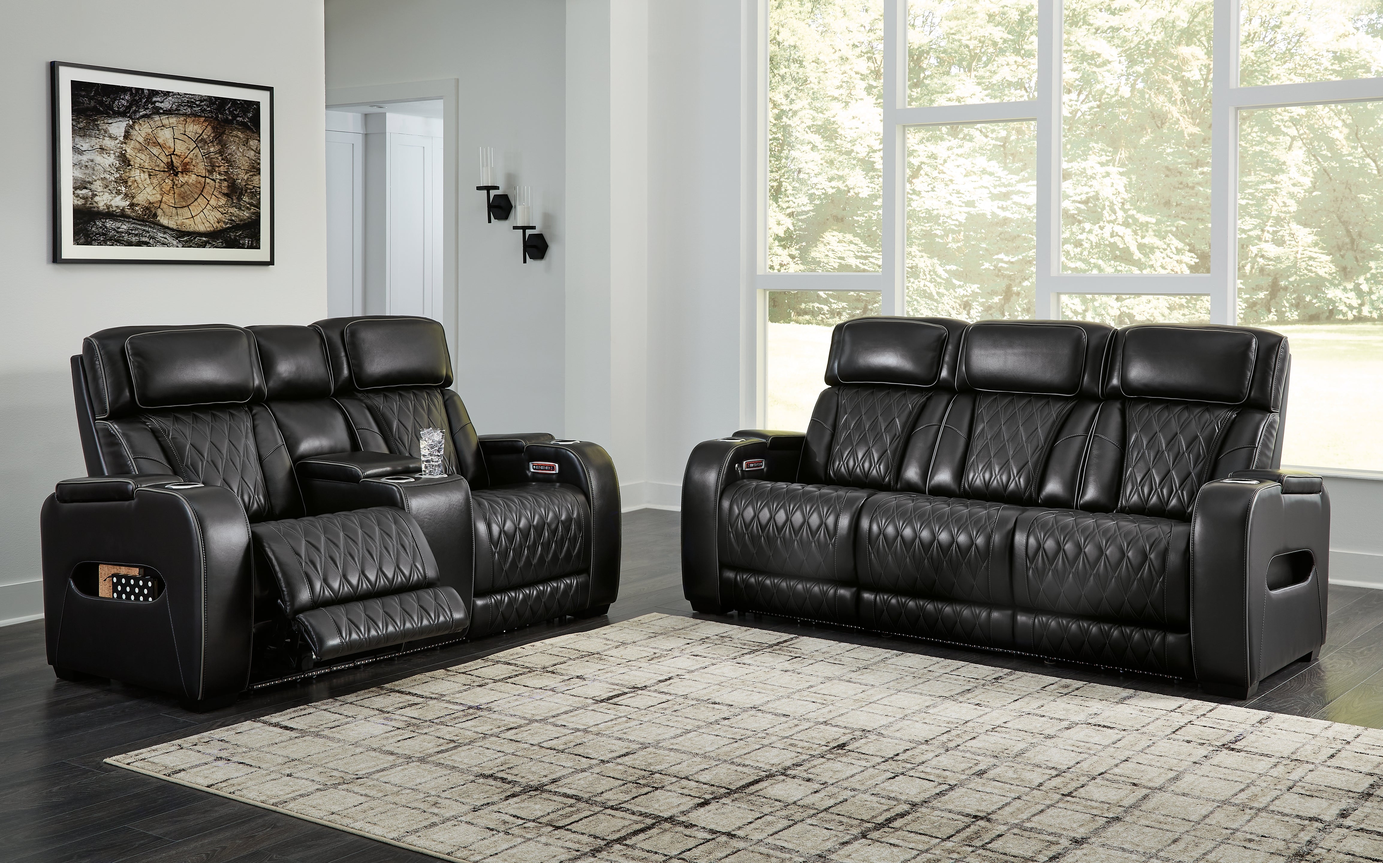 Homestyle Furniture - Ashley Furniture - Boyington Power Reclining Sofa and Loveseat - Power Reclining Sofa and Loveseat / Black - U27106U1