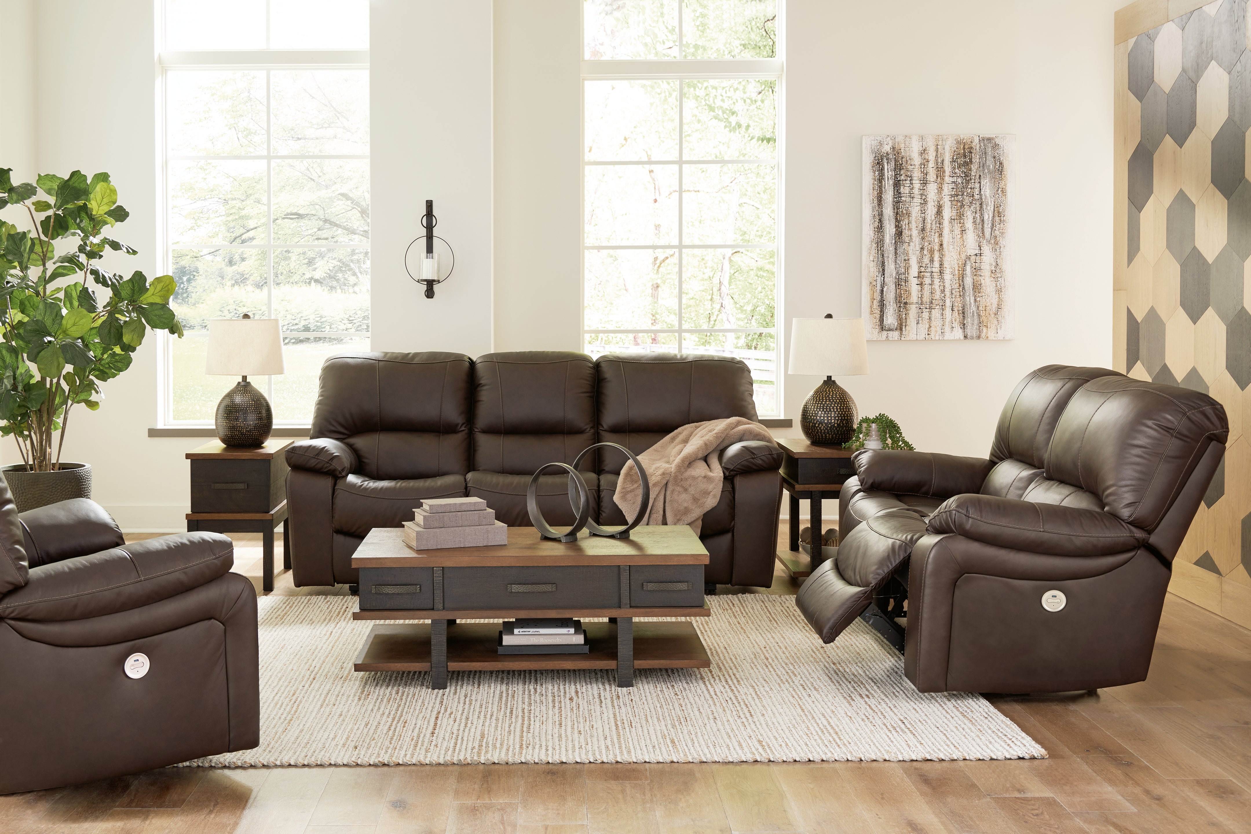 Homestyle Furniture - Ashley Furniture - Leesworth Power Reclining Sofa, Loveseat and Recliner - Power Reclining Sofa, Loveseat and Recliner - U43808U2