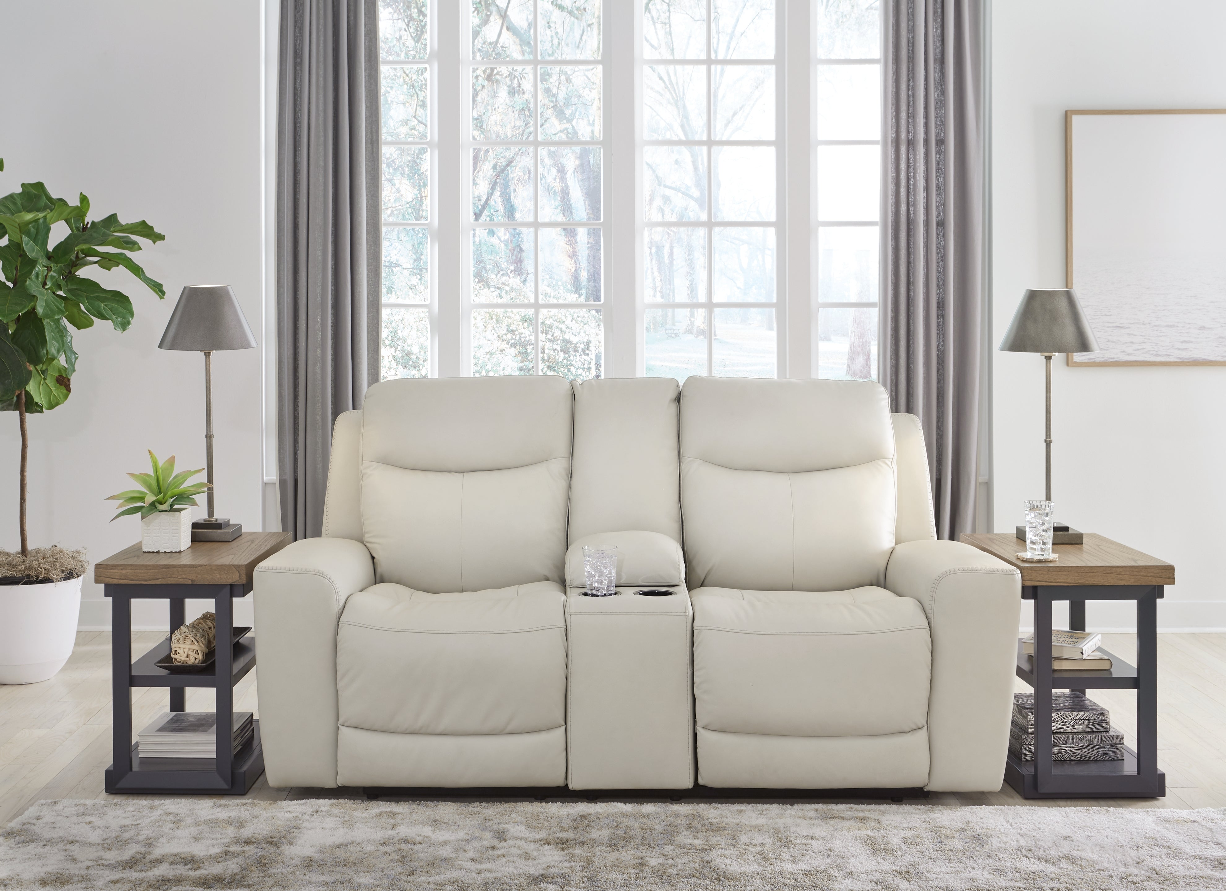 Homestyle Furniture - Ashley Furniture - Mindanao Power Reclining Loveseat with Console - PWR REC Loveseat/CON/ADJ HDRST / Coconut - U5950518