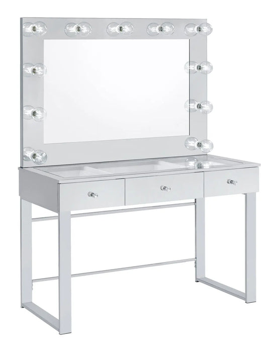 Umbridge 3-drawer Vanity with Lighting Chrome and White image