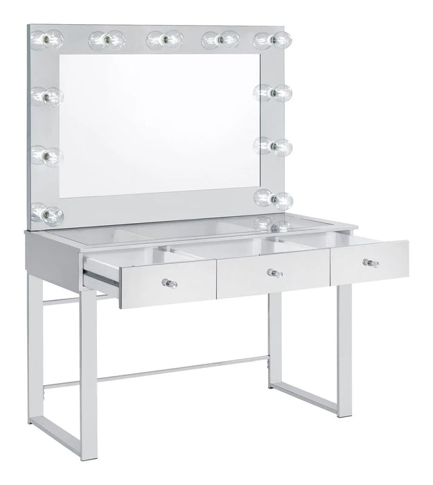 Umbridge 3-drawer Vanity with Lighting Chrome and White  Homestyle Furniture (ARk)