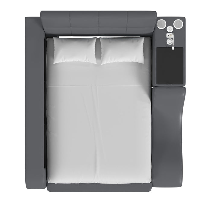 Valari Nightstand with Electronic Features in Grey PU