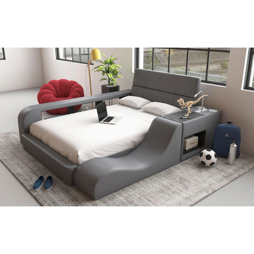 Valari Side Bookcase in Grey PU – SKU UB-12820-3-BC | HomeStyle Furniture
