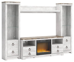Homestyle Furniture - Ashley Furniture - Willowton 4-Piece Entertainment Center with Electric Fireplace - 4-Piece Entertainment Center with Electric Fireplace - W267W4