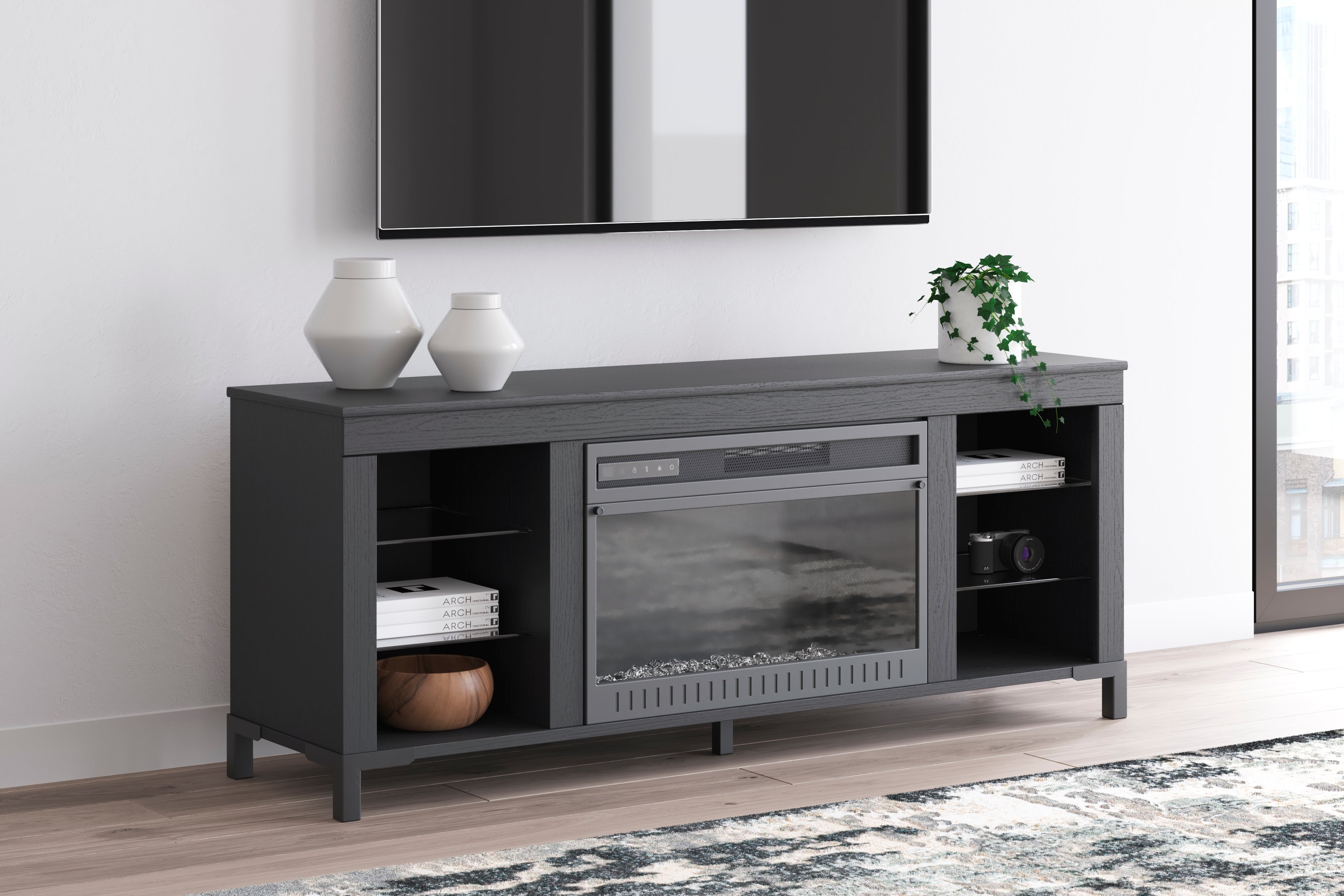 Homestyle Furniture - Ashley Furniture - Cayberry 60" TV Stand with Electric Fireplace - 60" with Electric Fireplace - W2721-168