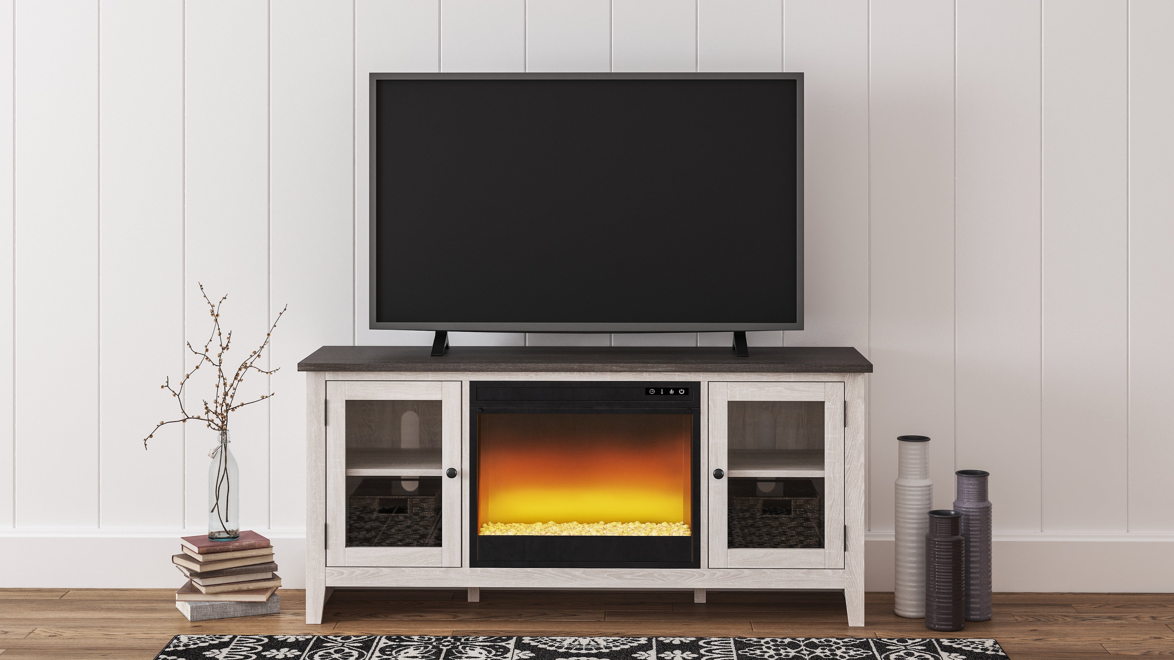Homestyle Furniture - Ashley Furniture - Dorrinson 60" TV Stand with Electric Fireplace - 60" TV Stand with Electric Fireplace - W287W2