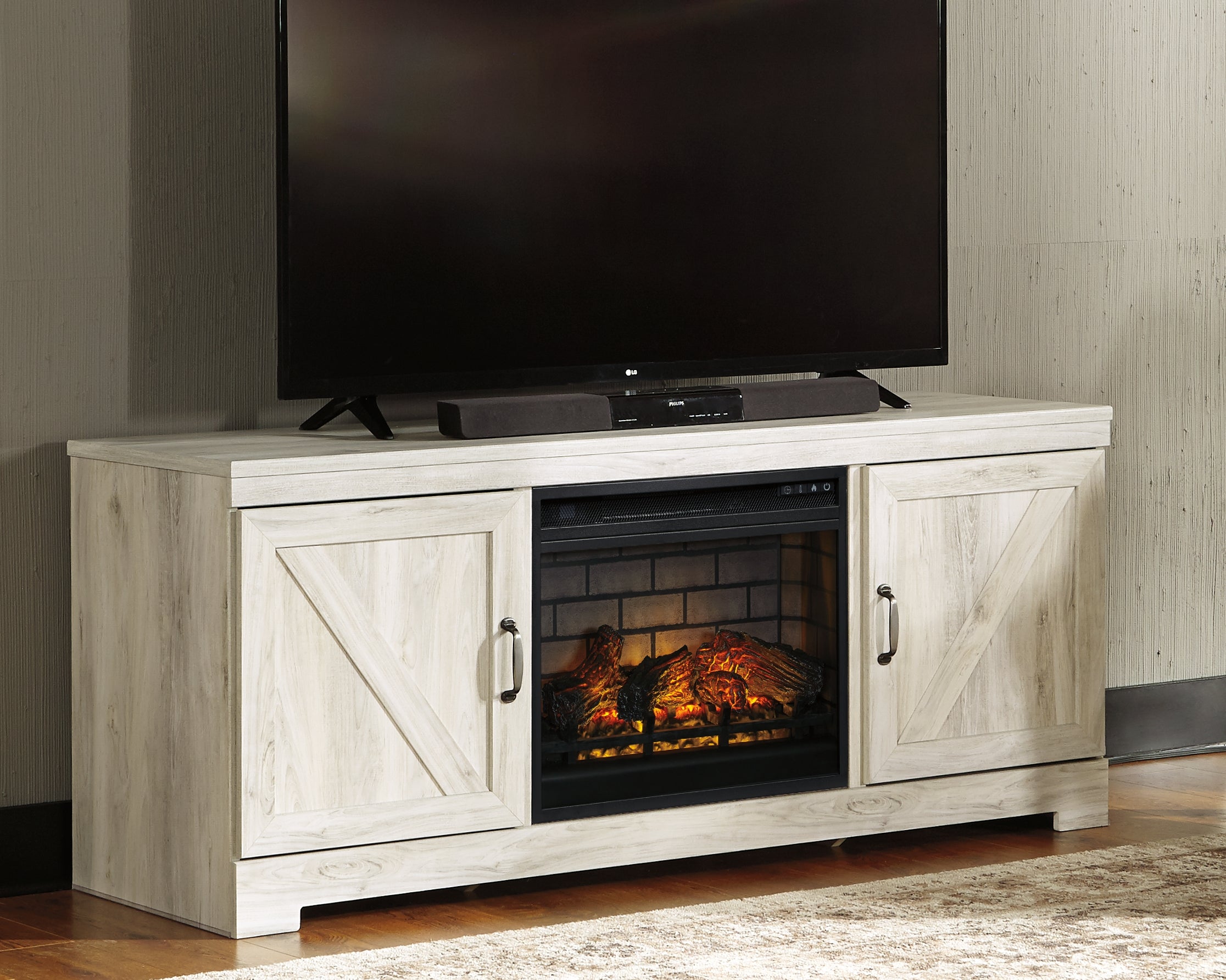 Homestyle Furniture - Ashley Furniture - Bellaby 63" TV Stand with Electric Fireplace - 63" TV Stand with Electric Fireplace - W331W9