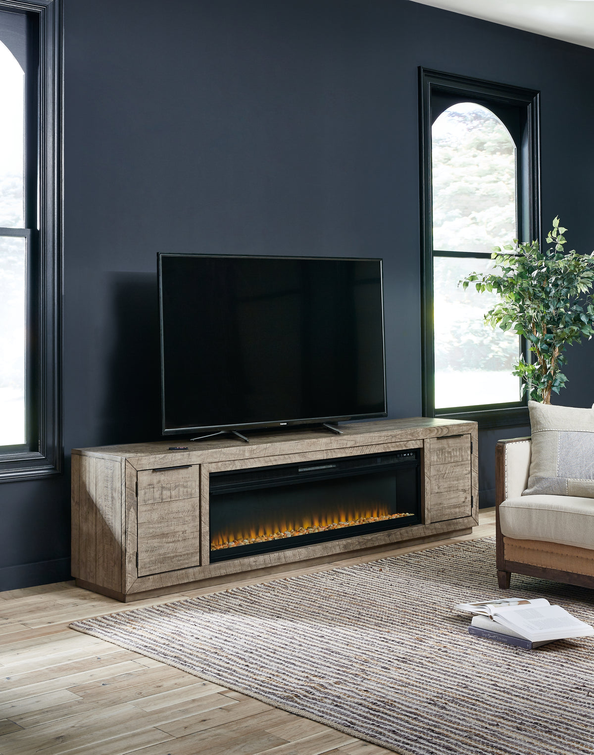 Homestyle Furniture - Ashley Furniture - Krystanza TV Stand with Electric Fireplace - TV Stand with Electric Fireplace - W760W1