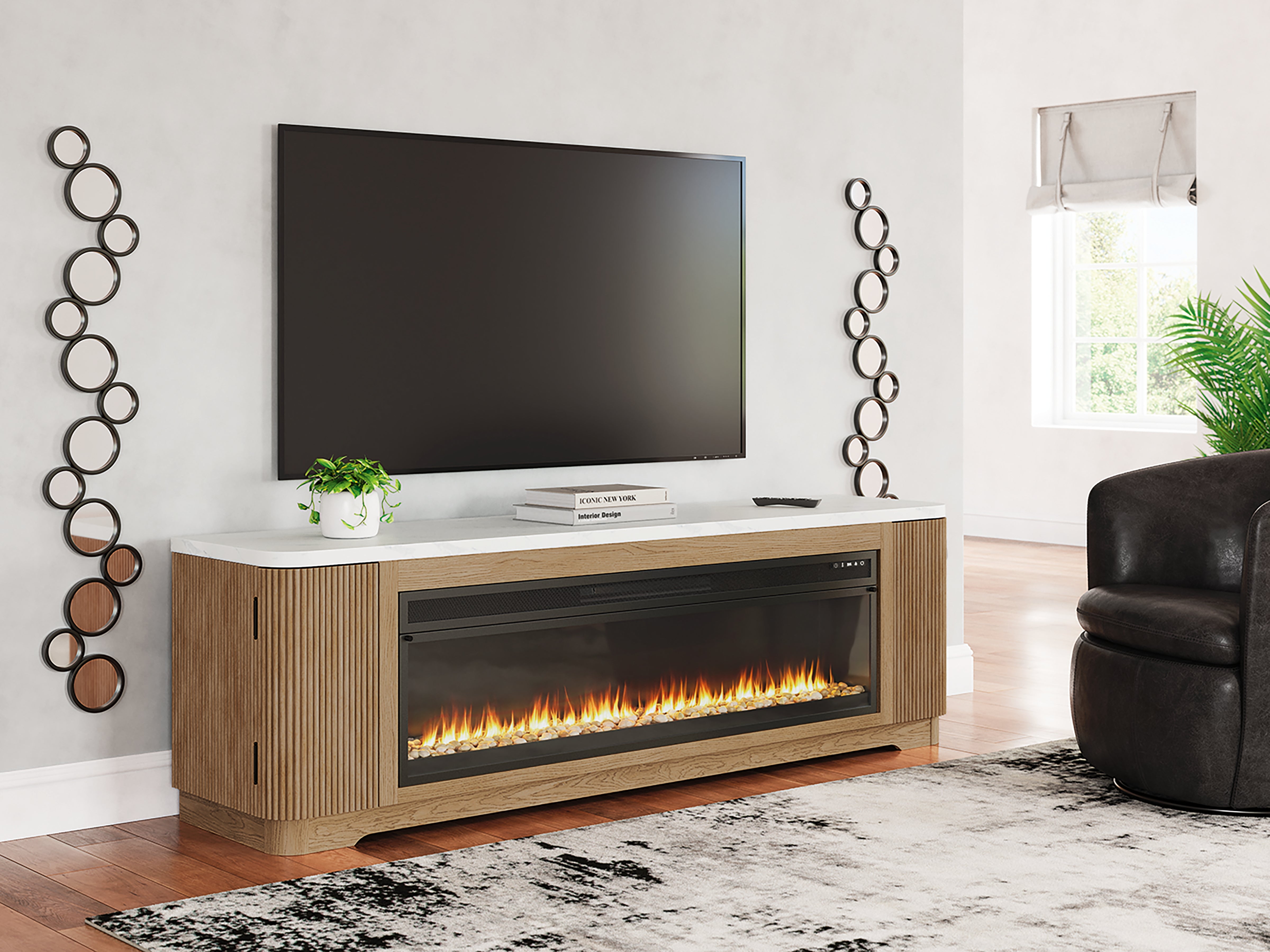 Homestyle Furniture - Ashley Furniture - Camdill 80" TV Stand with Electric Fireplace - 80" TV Stand with Electric Fireplace - W808W1