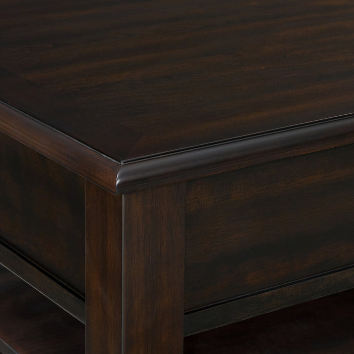 Wagner Rectangular Lift-Top Coffee Table w/ Casters in Cherry
