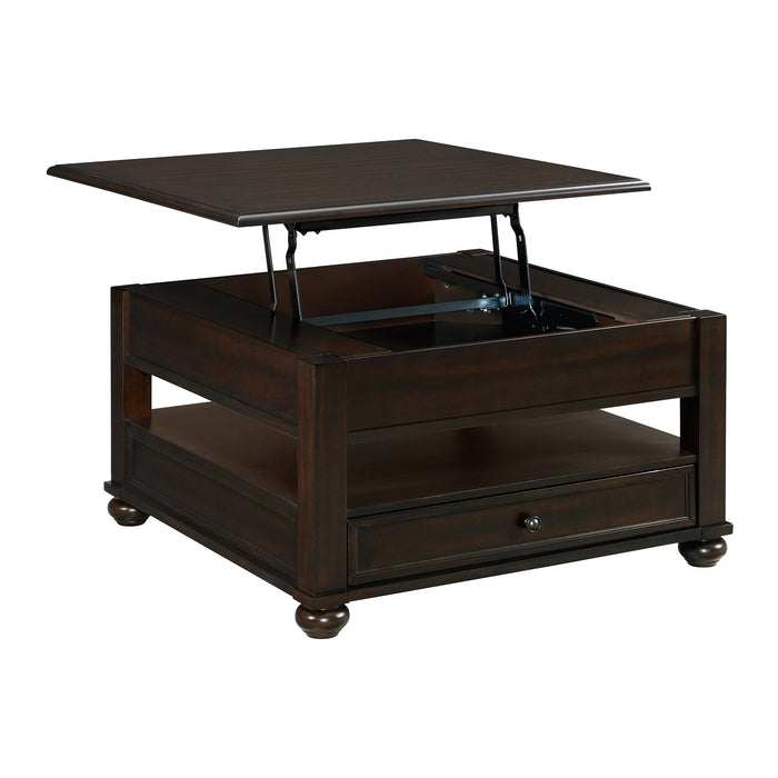 Wagner Square Lift-Top Coffee Table w/ Casters in Cherry
