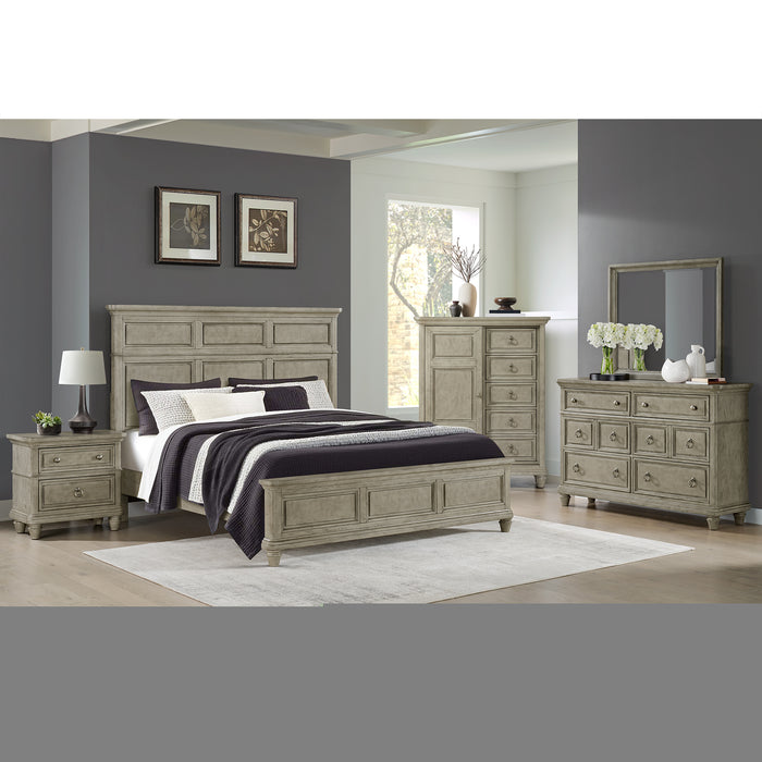 Whit-Ash Queen Panel Bed in Light Grey