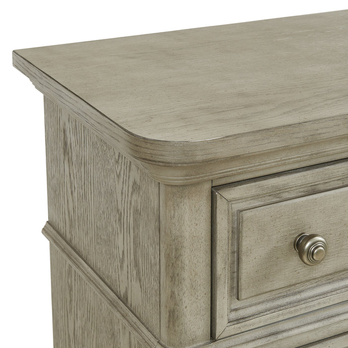 Whit-Ash 2-Drawer Nightstand with USB in Light Grey