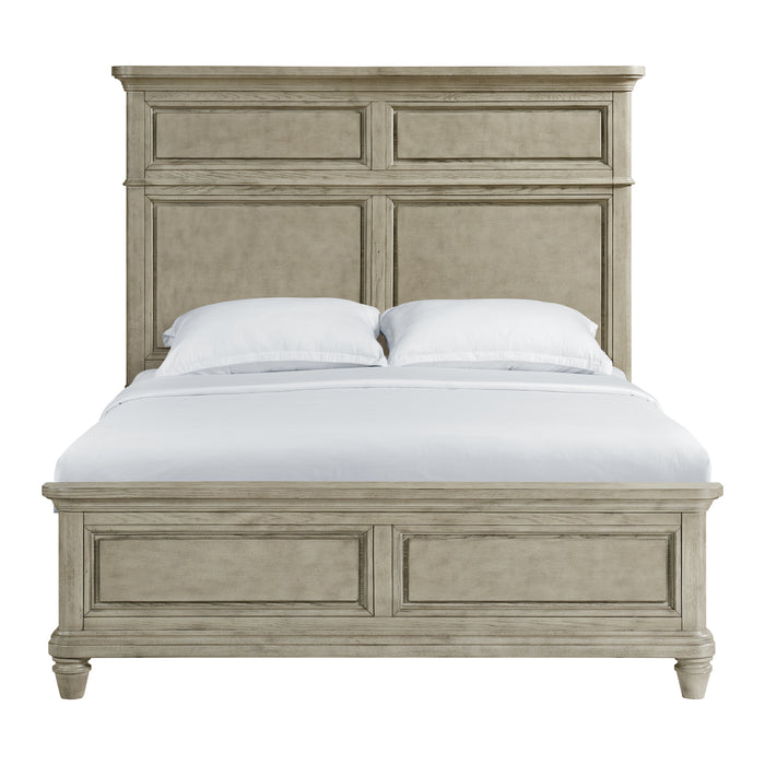 Whit-Ash Queen Panel Bed in Light Grey