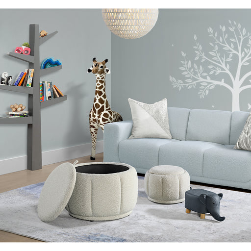 Winchester Ottoman Set with Two Ottomans and Elephant in Beige Boucle – SKU U-13630-6-000 | HomeStyle Furniture