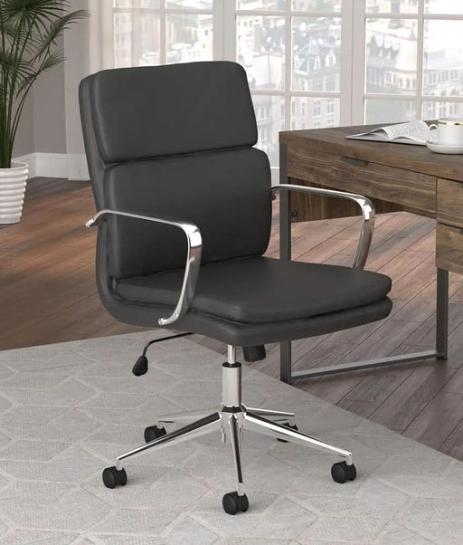 Ximena Standard Back Upholstered Office Chair Black  Homestyle Furniture (ARk)