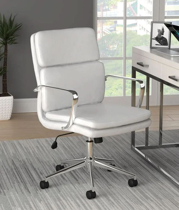 Ximena Standard Back Upholstered Office Chair White  Homestyle Furniture (ARk)