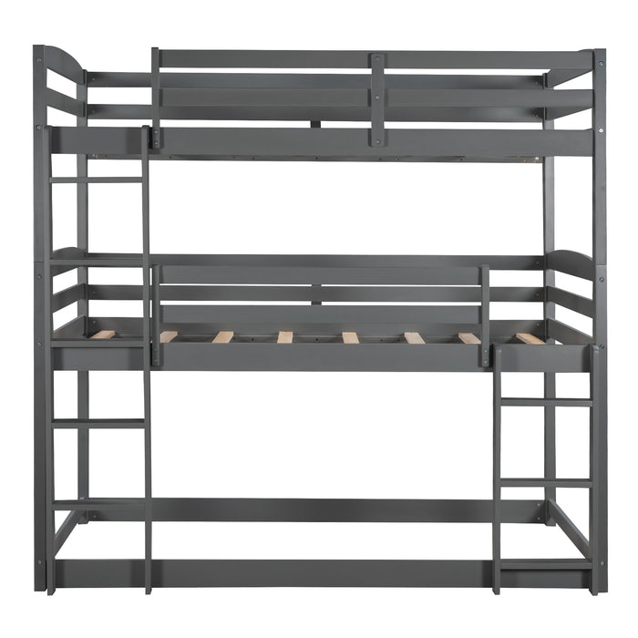 Twin over Twin over Twin Triple Bunk Bed，Gray
