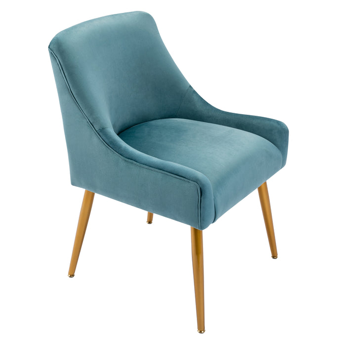 Modern Velvet Wide Accent Chair Side Chair with Swoop Arm Metal Legs for Club Bedroom Living Room Meeting Room Office Study, Teal