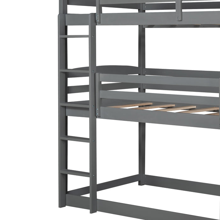 Twin over Twin over Twin Triple Bunk Bed，Gray