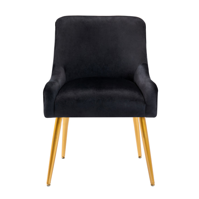 Modern Velvet Wide Accent Chair Side Chair with Swoop Arm Metal Legs for Club Bedroom Living Room Meeting Room Office Study, Black