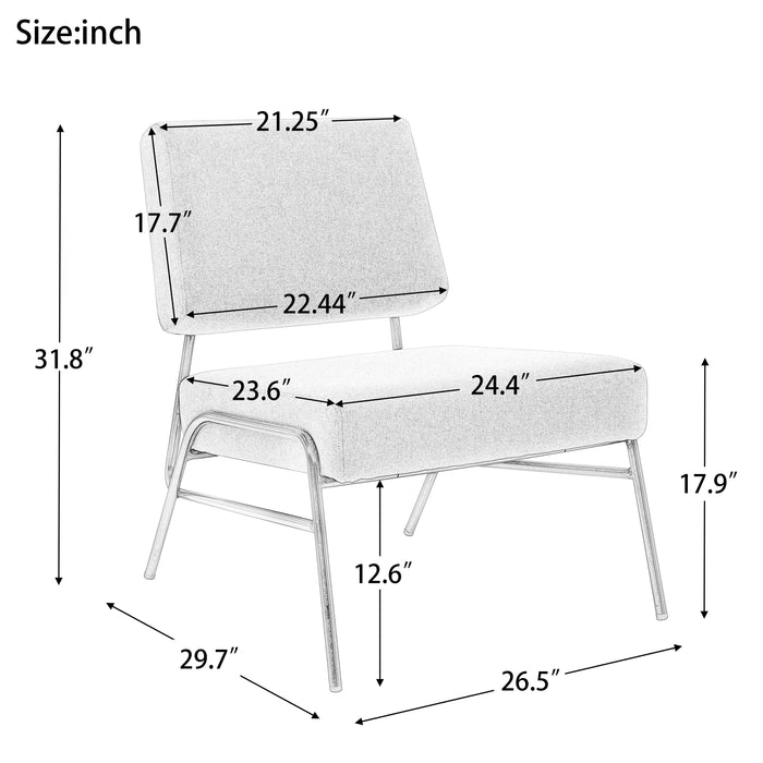[FREE SHIPPING] Wire Metal Frame Slipper Chair, Armless Accent Chair Lounge Chair for Living Room, Bedroom, Home Office,Yellow Linen
