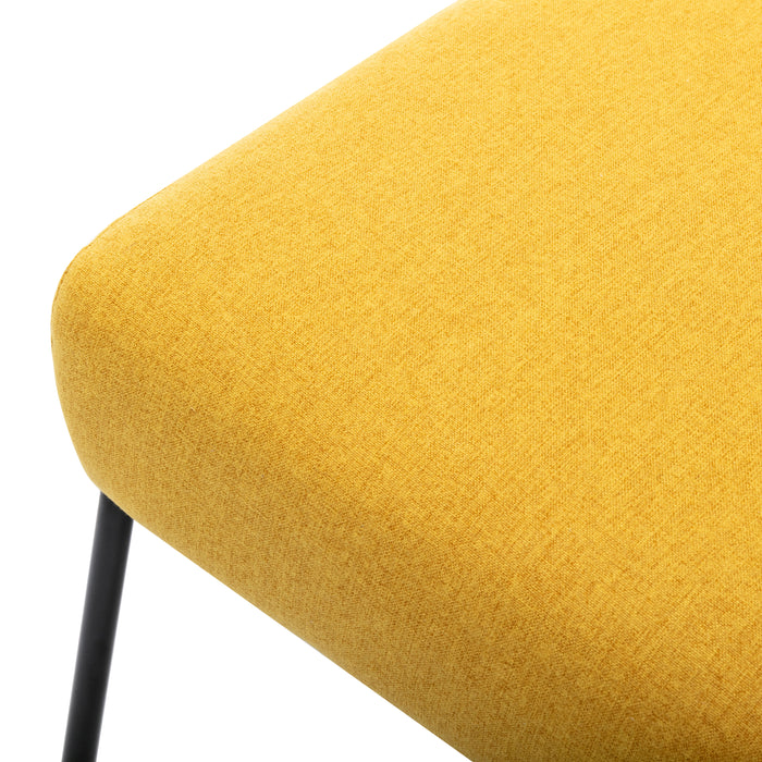 [FREE SHIPPING] Wire Metal Frame Slipper Chair, Armless Accent Chair Lounge Chair for Living Room, Bedroom, Home Office,Yellow Linen