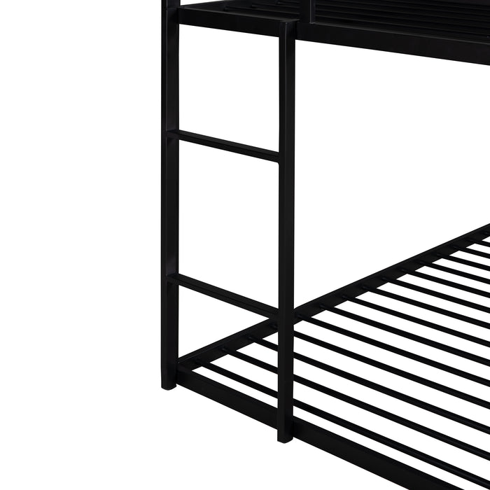 Bunk Beds for Kids Twin over Twin,House Bunk Bed Metal Bed Frame Built-in Ladder,No Box Spring Needed Black