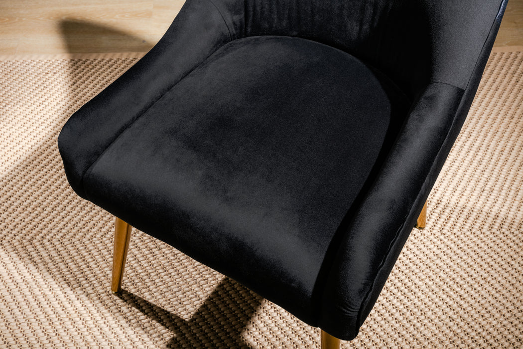 Modern Velvet Wide Accent Chair Side Chair with Swoop Arm Metal Legs for Club Bedroom Living Room Meeting Room Office Study, Black